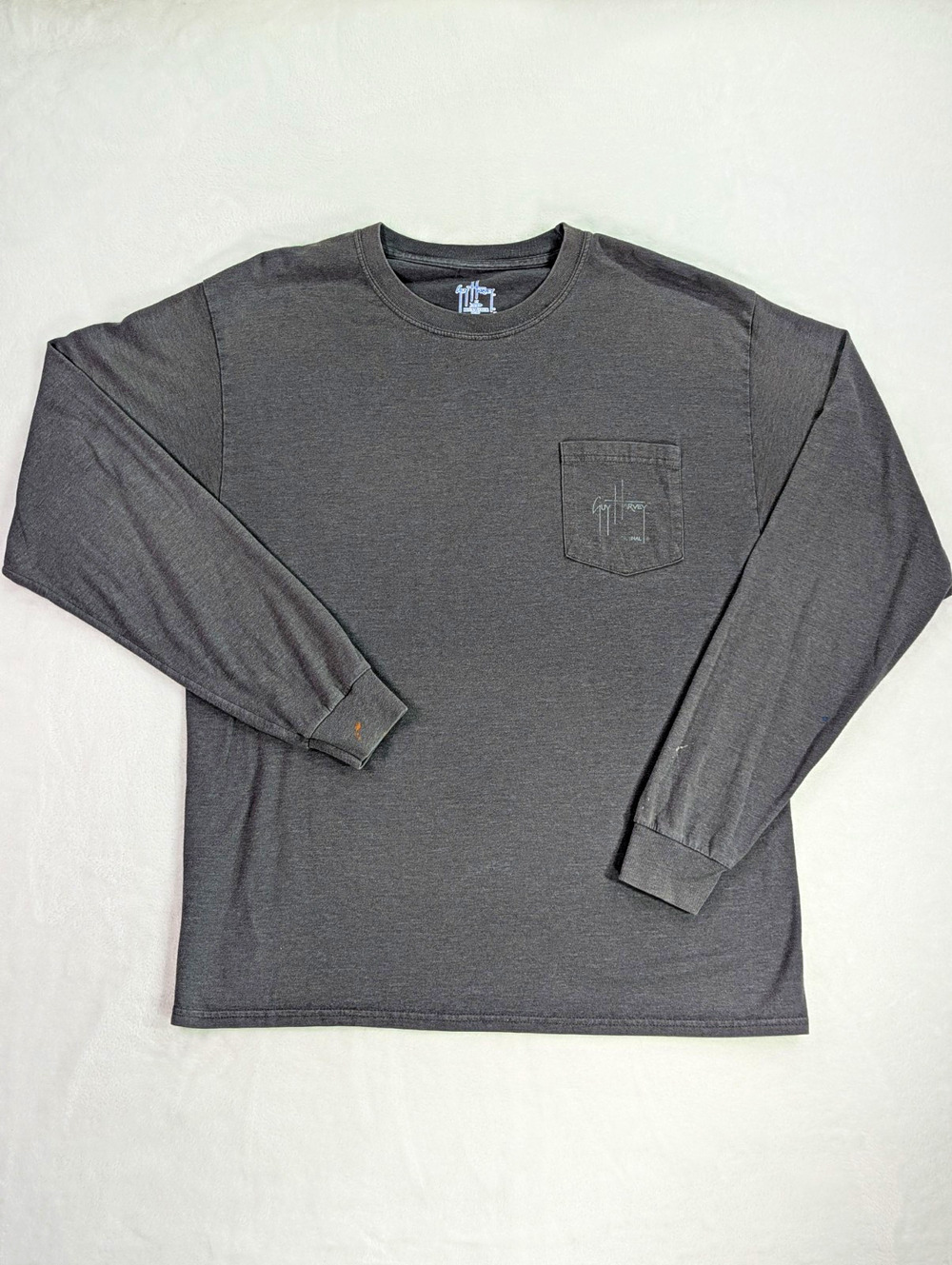 Guy Harvey Men's Large Long Sleeve Shirt Charcoal Grey Sailfish Mahi Mahi Y2K